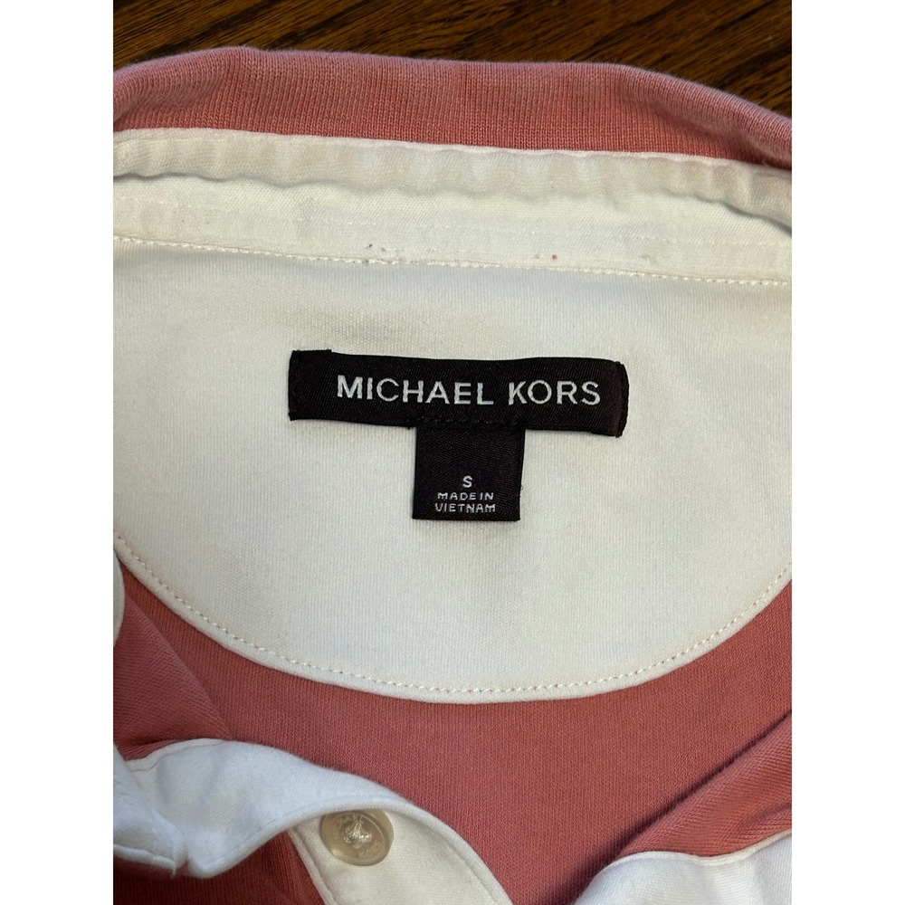Michael Kors Mens Polo Shirt Bundle 2 Pack Blue Pink Short Sleeve Size S MK Logo - Picture 6 of 8